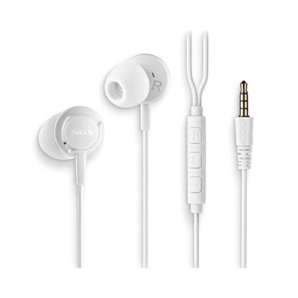 Auriculares Intrauditivos NGS Cross Drift/ con Micrófono/ Jack 3.5/ Blancos