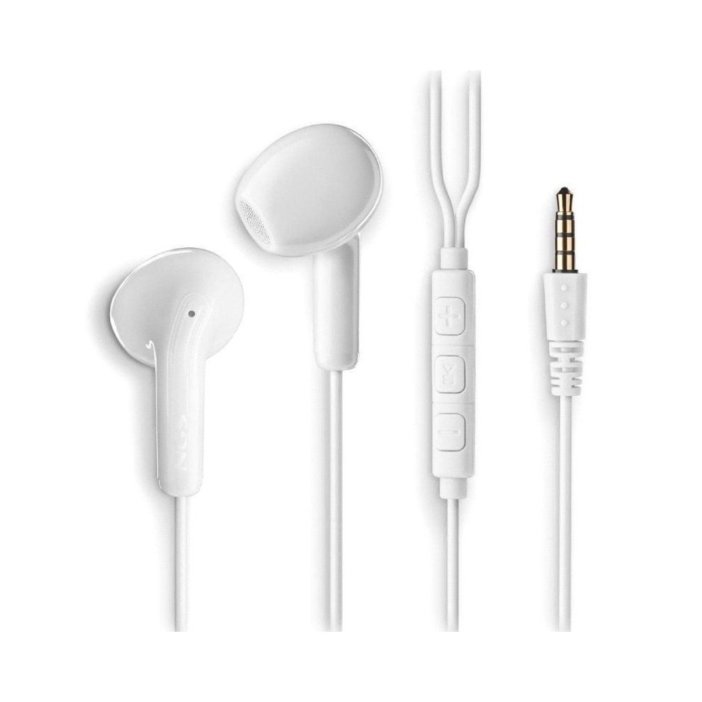 Auriculares Intrauditivos NGS Cross Flip/ con Micrófono/ Jack 3.5/ Blancos