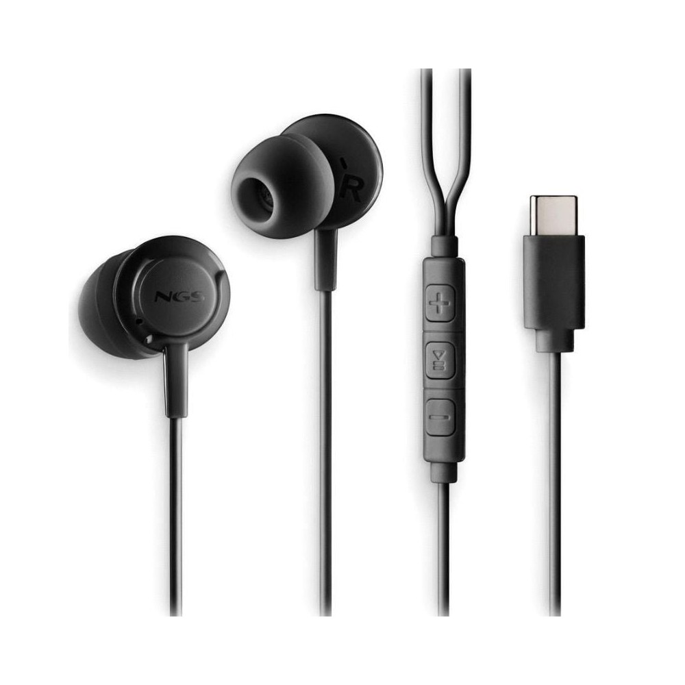 Auriculares Intrauditivos NGS Cross Step/ con Micrófono/ USB Tipo-C/ Negros