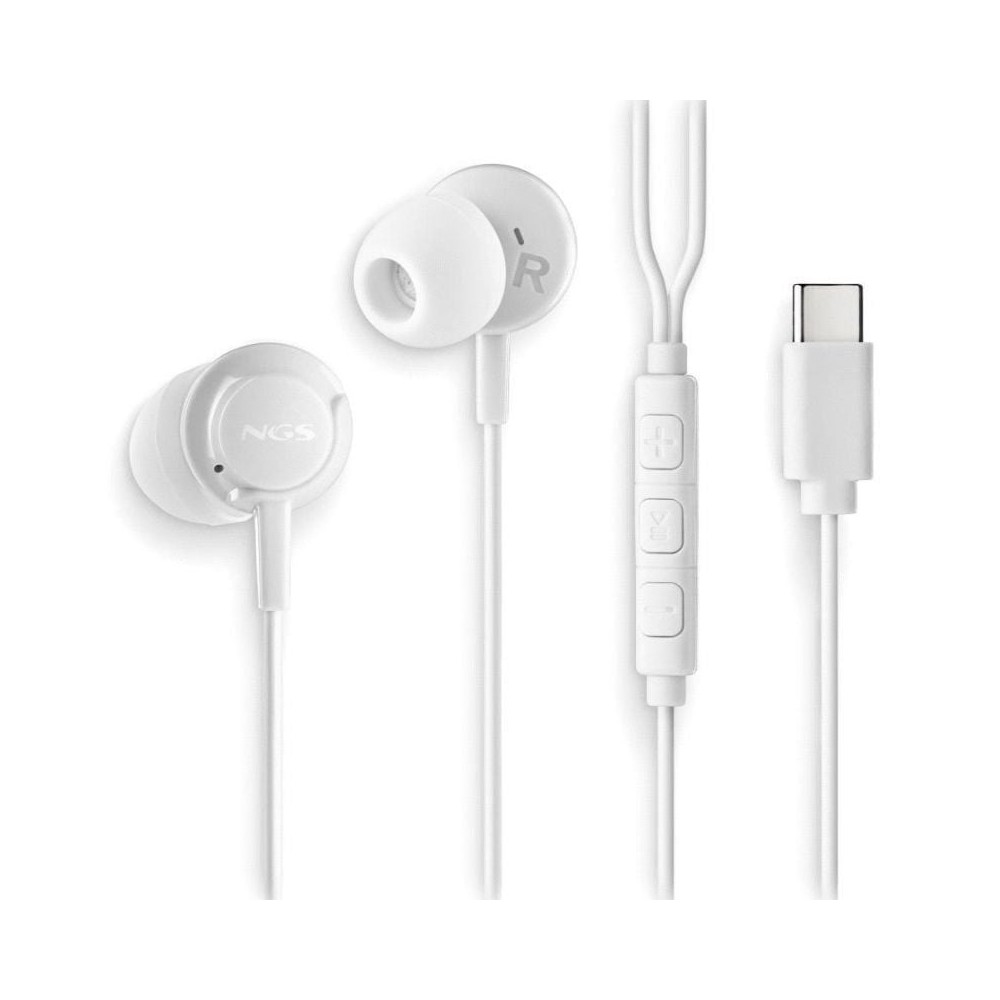 Auriculares Intrauditivos NGS Cross Step/ con Micrófono/ USB Tipo-C/ Blancos