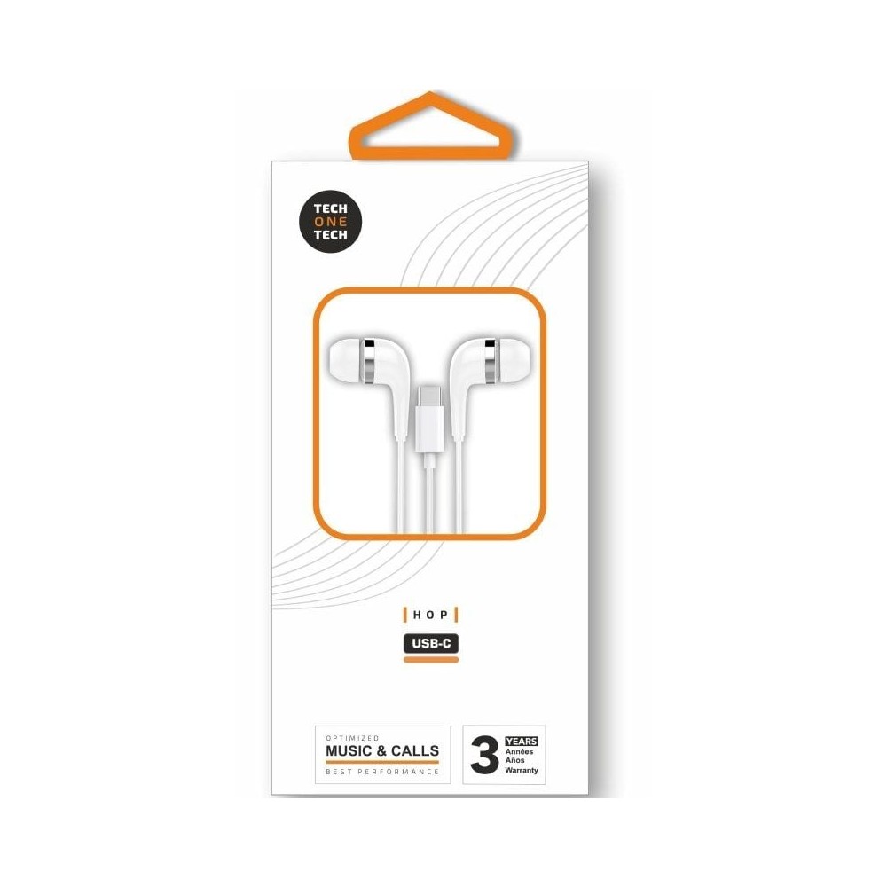 Auriculares Intrauditivos Tech One Tech earTECH TEC1304/ con Micrófono/ USB Tipo-C/ Blancos