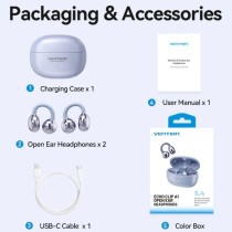 Auriculares Bluetooth Vention Echo Clip A11 Pro con estuche de carga/ Autonomía 6h/ Negro