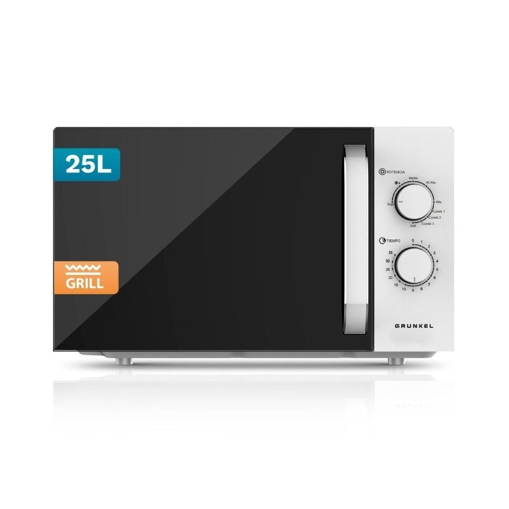 Microondas Grunkel MWG-25GRILL/ 850W/ Capacidad 25L/ Funcion Grill/ Blanco