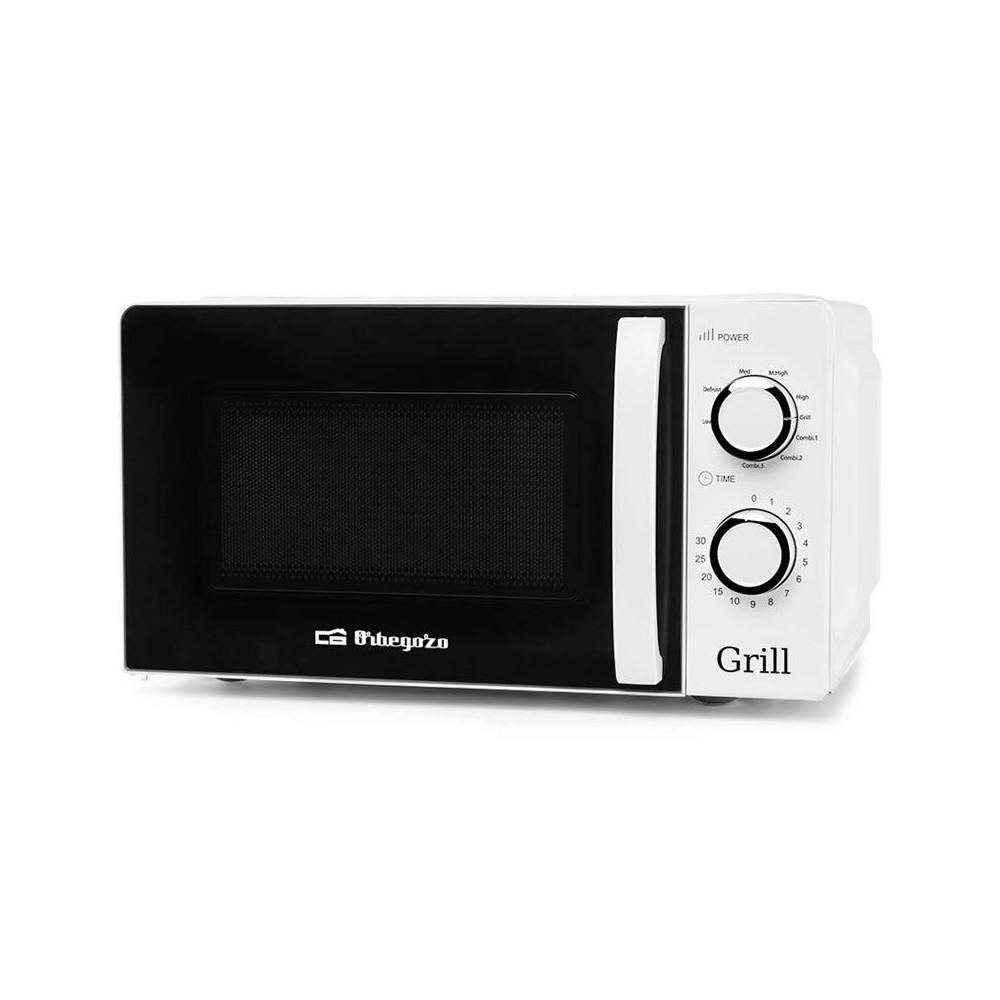 Microondas Orbegozo MIG 2130/ 700W/ Capacidad 20L/ Función Grill/ Blanco