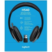 Auriculares Logitech H540/ con Micrófono/ USB/ Negros