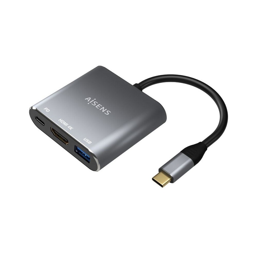 Conversor Aisens A109-0669/ USB Tipo-C Macho/ HDMI Hembra - USB Hembra - USB Tipo-C Hembra/ 15cm/ Gris