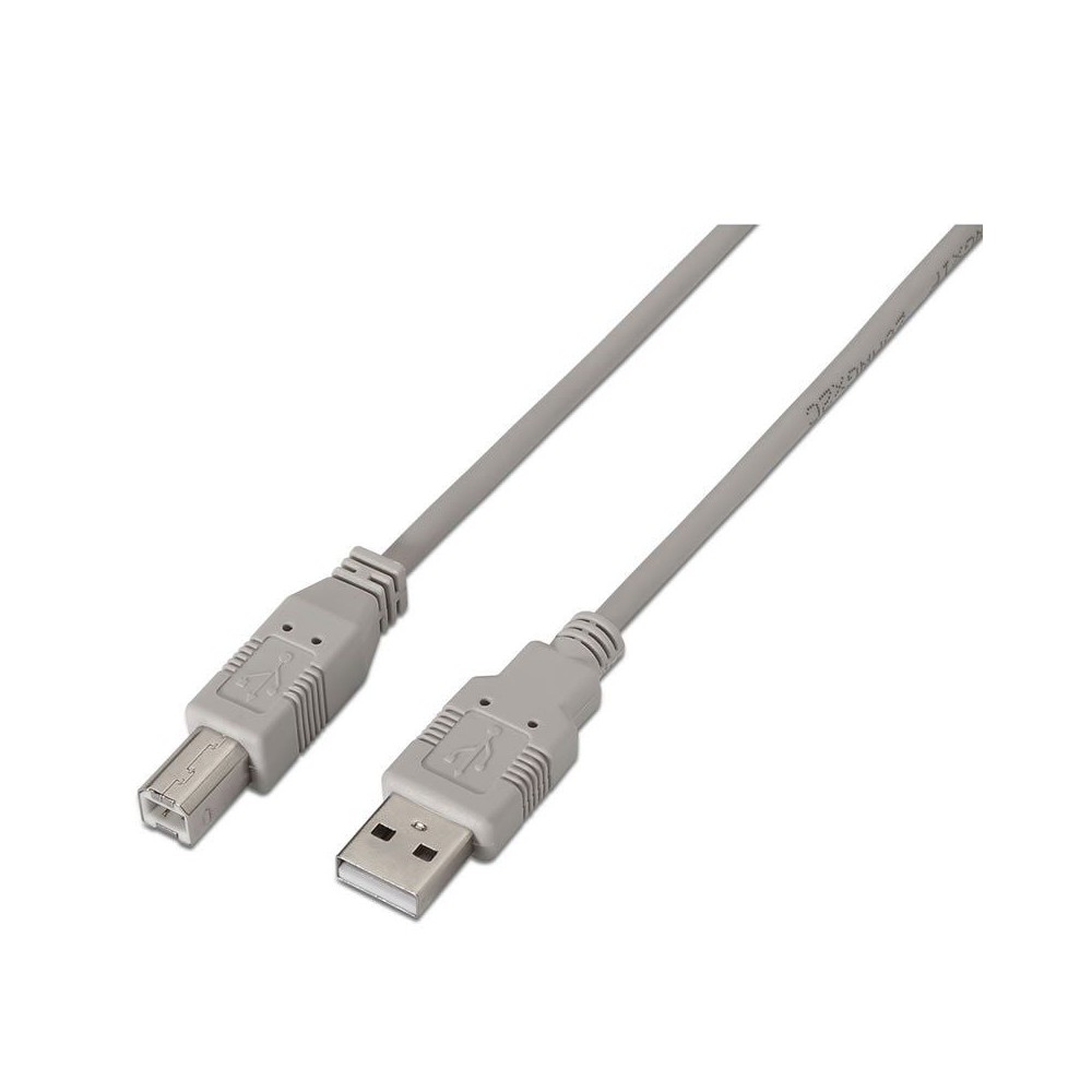 Cable USB 2.0 Impresora Aisens A101-0002/ USB Tipo-B Macho - USB Macho/ 1.8m/ Beige