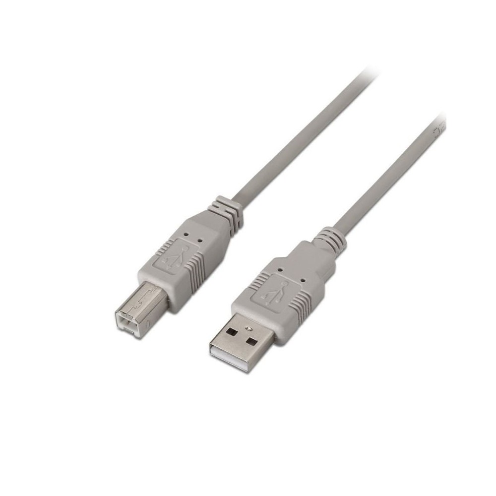 Cable USB 2.0 Impresora Aisens A101-0004/ USB Tipo-B Macho - USB Macho/ 4.5m/ Beige