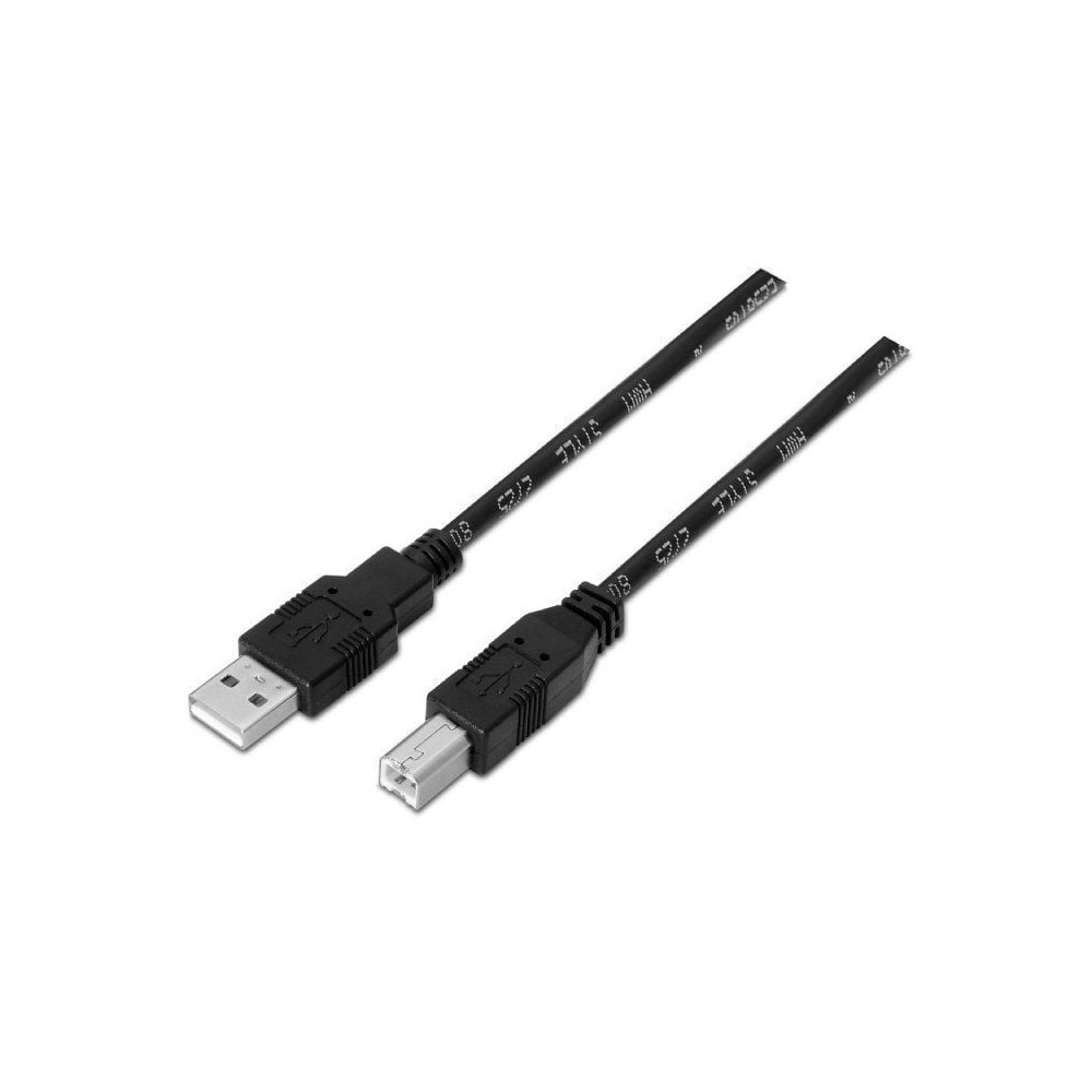 Cable USB 2.0 Impresora Aisens A101-0005/ USB Tipo-B Macho - USB Macho/ 1m/ Negro