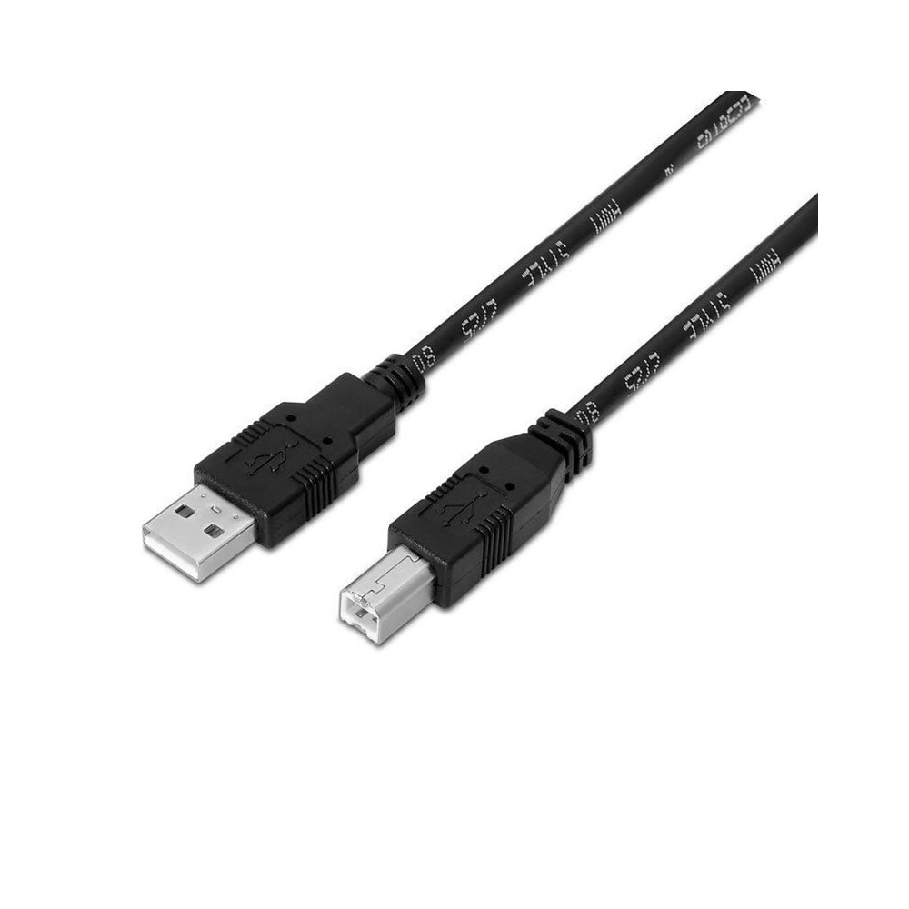 Cable USB 2.0 Impresora Aisens A101-0007/ USB Tipo-B Macho - USB Macho/ 3m/ Negro
