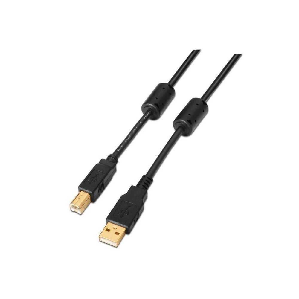 Cable USB 2.0 Impresora Aisens A101-0009/ USB Tipo-B Macho - USB Macho/ 2m/ Negro