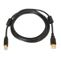 Cable USB 2.0 Impresora Aisens A101-0010/ USB Tipo-B Macho - USB Macho/ 3m/ Negro