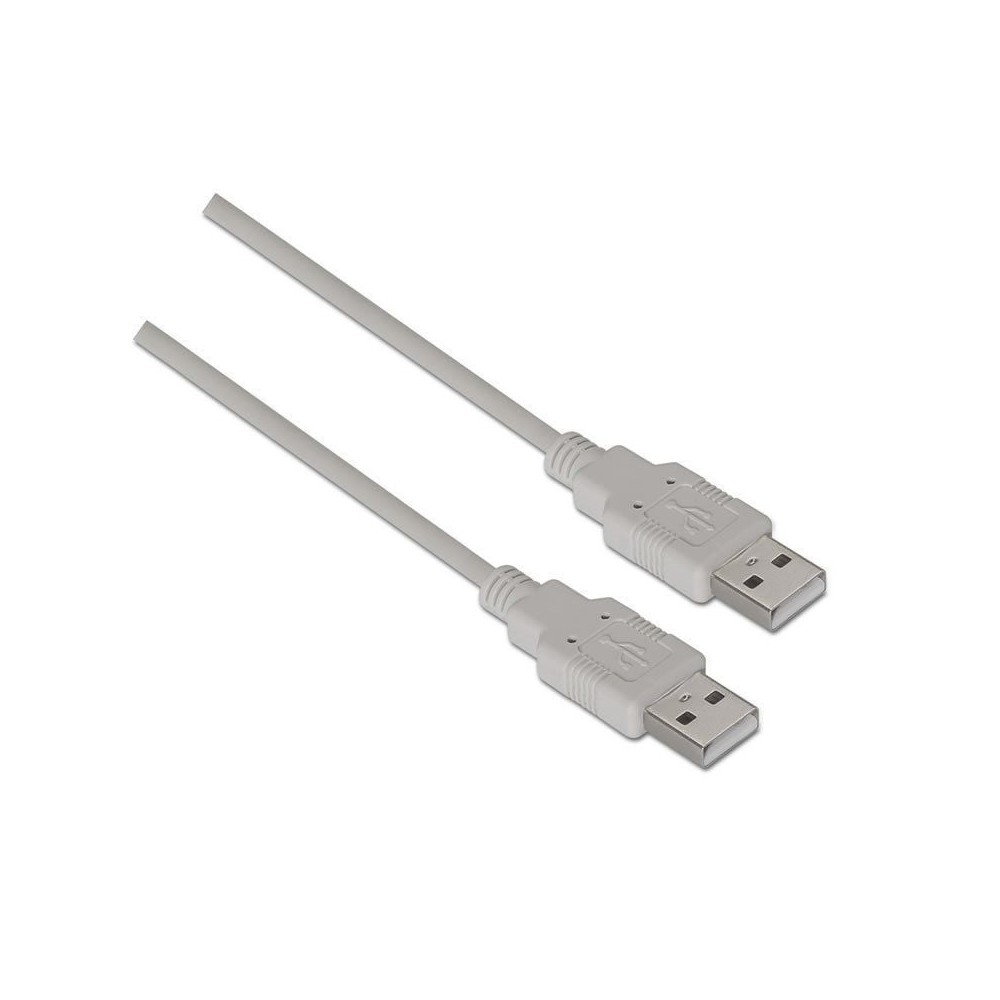 Cable USB 2.0 Aisens A101-0022/ USB Macho - USB Macho/ Hasta 2.5W/ 60Mbps/ 2m/ Beige