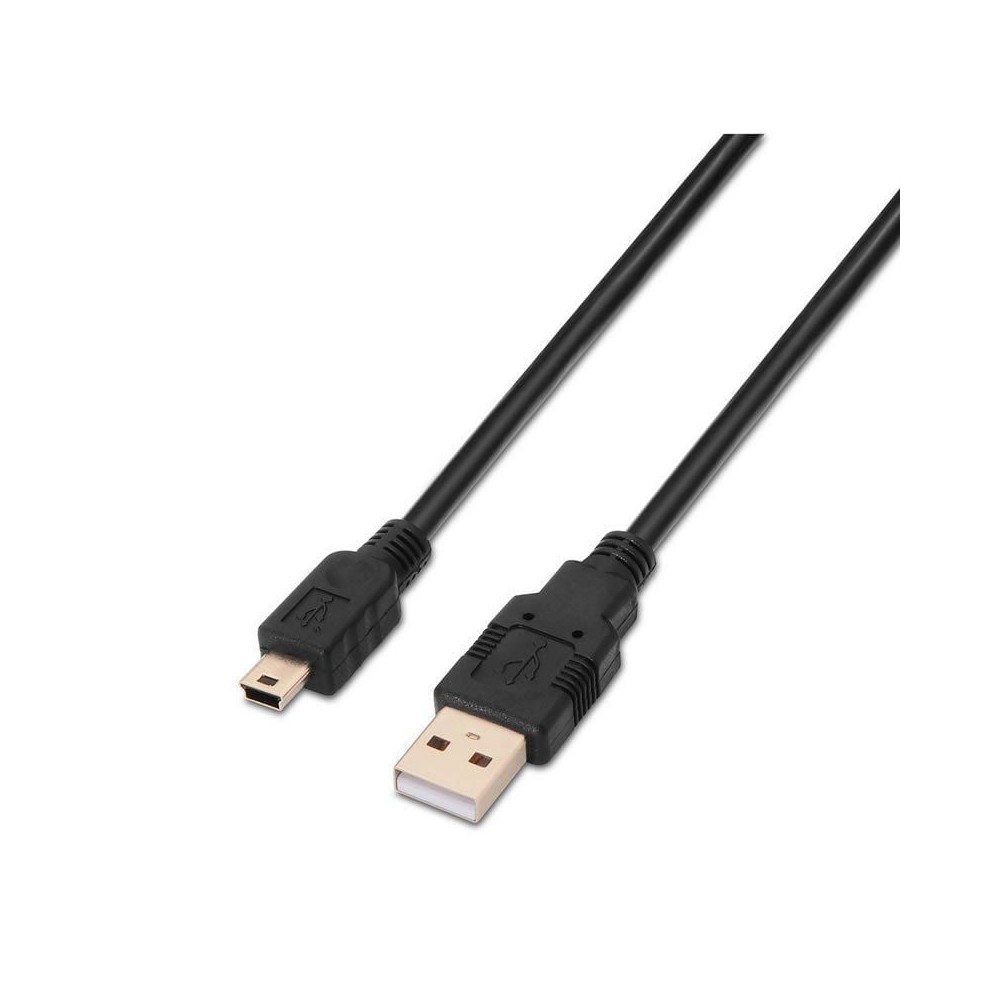 Cable USB 2.0 Aisens A101-0024/ USB Macho - MiniUSB Macho/ 1m/ Negro