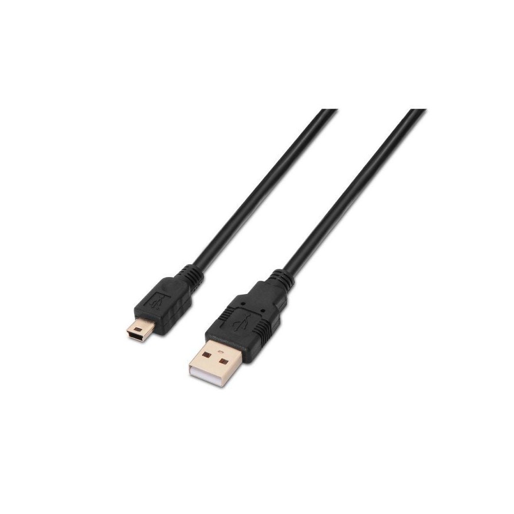 Cable USB 2.0 Aisens A101-0025/ USB Macho - USB Mini/ Hasta 2.5W/ 60Mbps/ 1.8m/ Negro