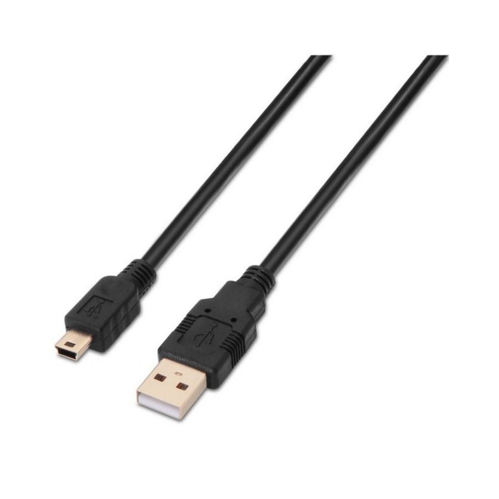 Cable USB 2.0 Aisens A101-0026/ USB Macho - MiniUSB Macho/ Hasta 2.5W/ 60Mbps/ 3m/ Negro