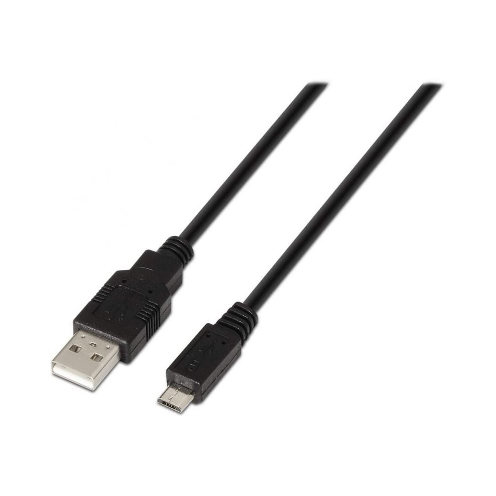 Cable USB 2.0 Aisens A101-0027/ USB Macho - MicroUSB Macho/ 480Mbps/ 80cm/ Negro