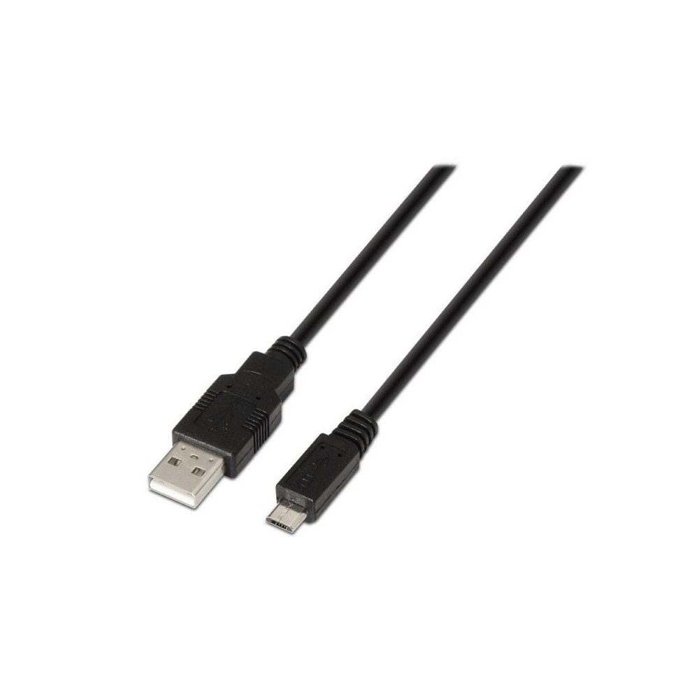 Cable USB 2.0 Aisens A101-0028/ USB Macho - MicroUSB Macho/ Hasta 2.5W/ 60Mbps/ 1.8m/ Negro
