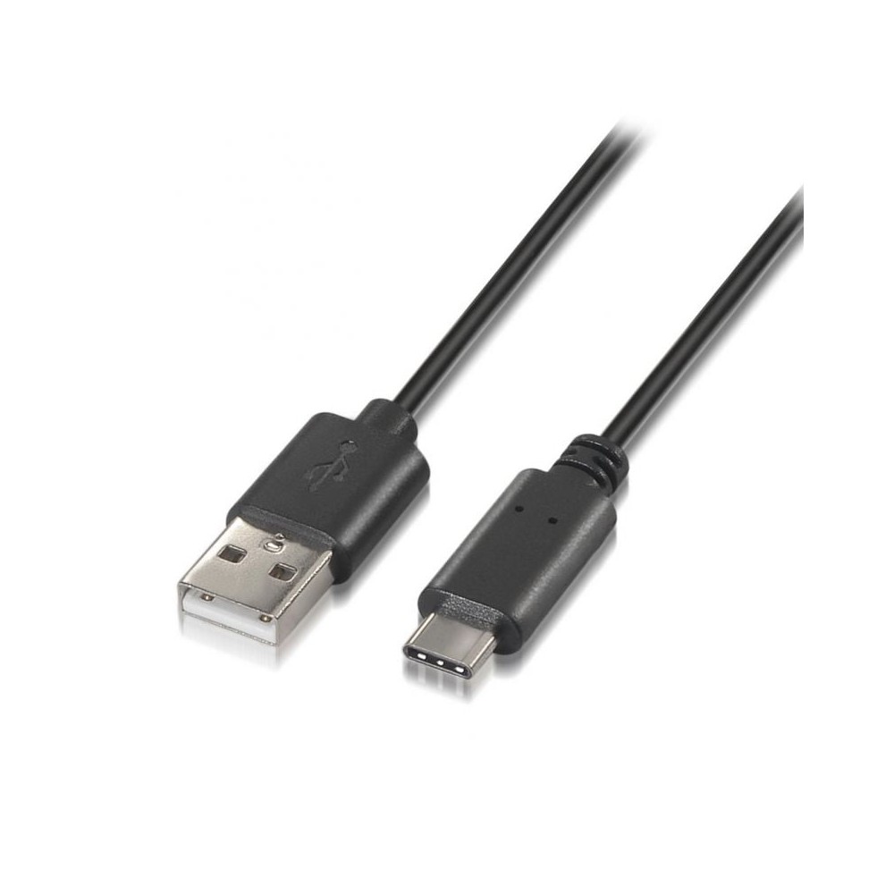 Cable USB 2.0 Tipo-C Aisens A107-0050/ USB Tipo-C Macho - USB Macho/ 480Mbps/ 50cm/ Negro