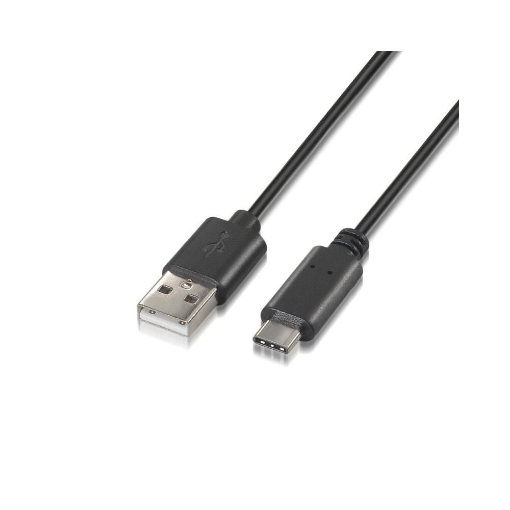 Cable USB 2.0 Tipo-C Aisens A107-0052/ USB Tipo-C Macho - USB Macho/ 480Mbps/ 2m/ Negro