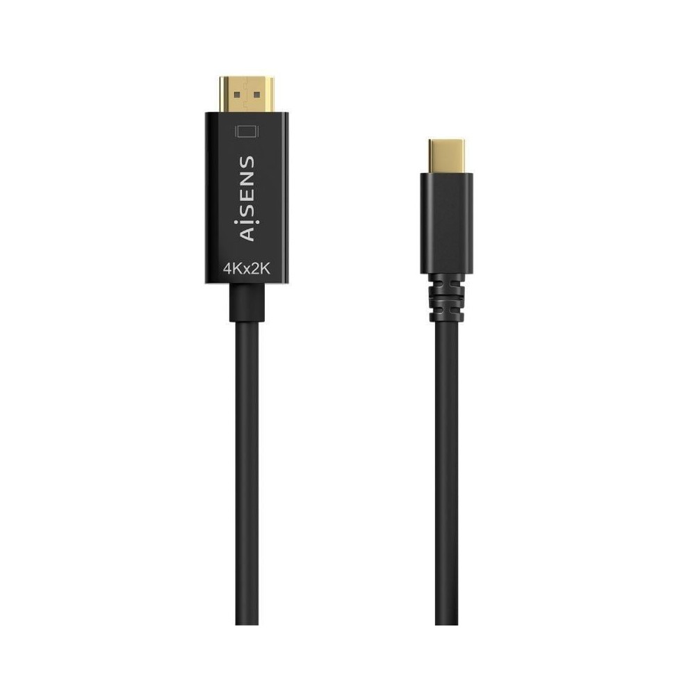 Cable Conversor HDMI 4K Aisens A109-0623/ USB Tipo-C Macho - HDMI Macho/ Hasta 27W/ 1250Mbps/ 80cm/ Negro