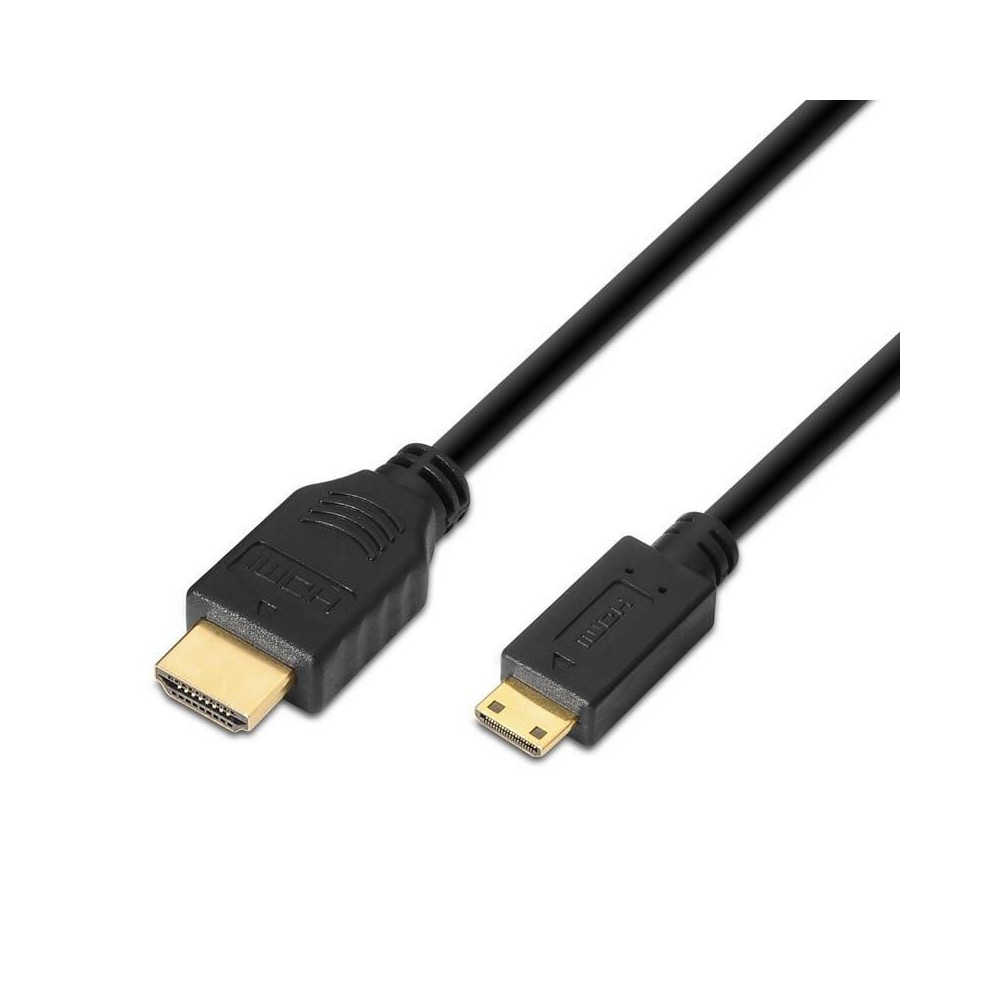 Cable HDMI Aisens A119-0114/ HDMI Macho - Mini HDMI Macho/ Hasta 10W/ 720Mbps/ 1.8m/ Negro