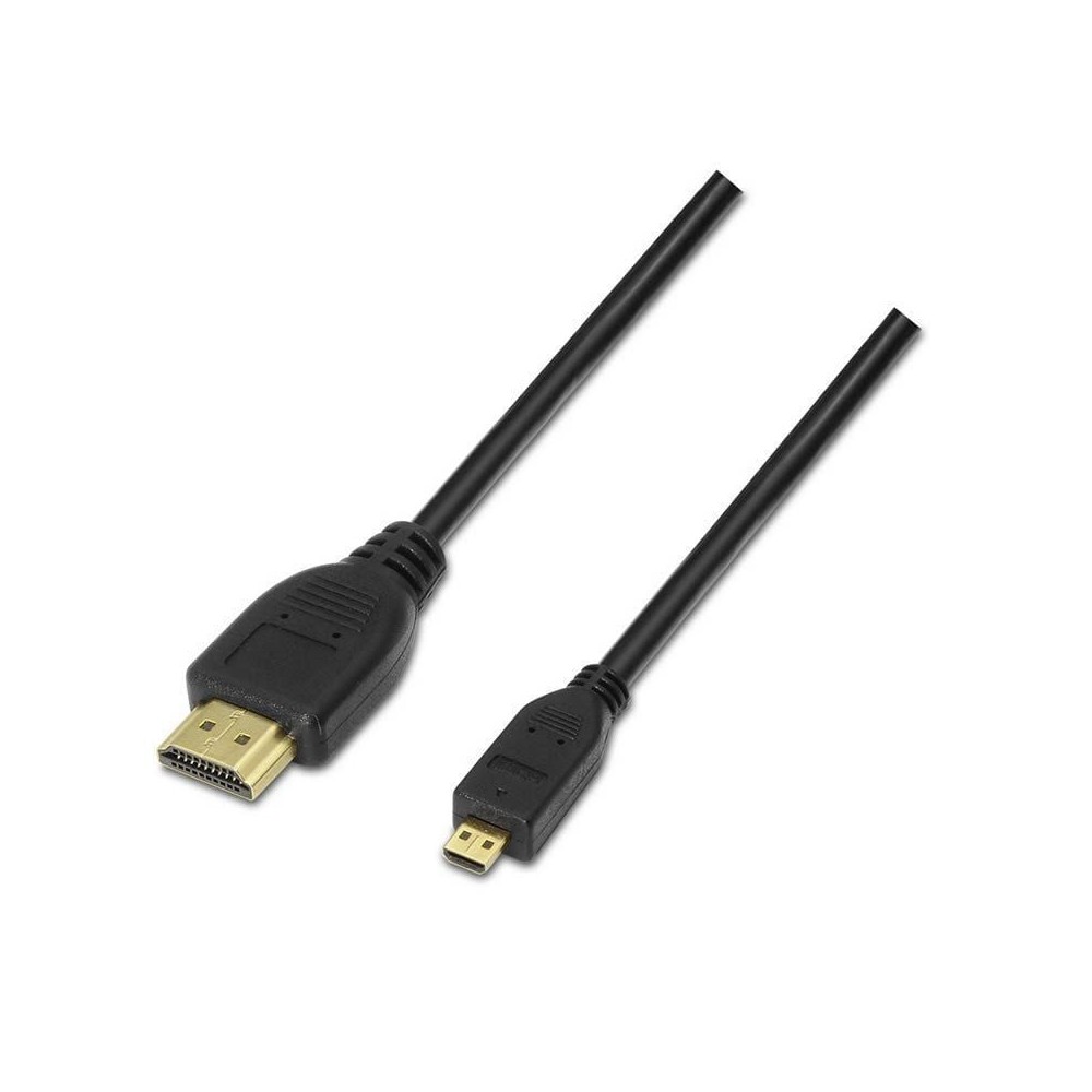Cable Micro HDMI Aisens A119-0116/ HDMI Macho - Micro HDMI Macho/ Hasta 10W/ 720Mbps/ 80cm/ Negro