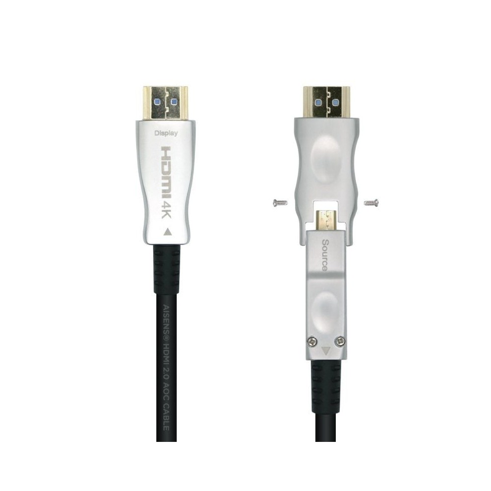 Cable HDMI 2.0 AOC 4K Desmontable Aisens A148-0510/ HDMI Macho / D Macho - HDMI Macho/ 15m/ Negro
