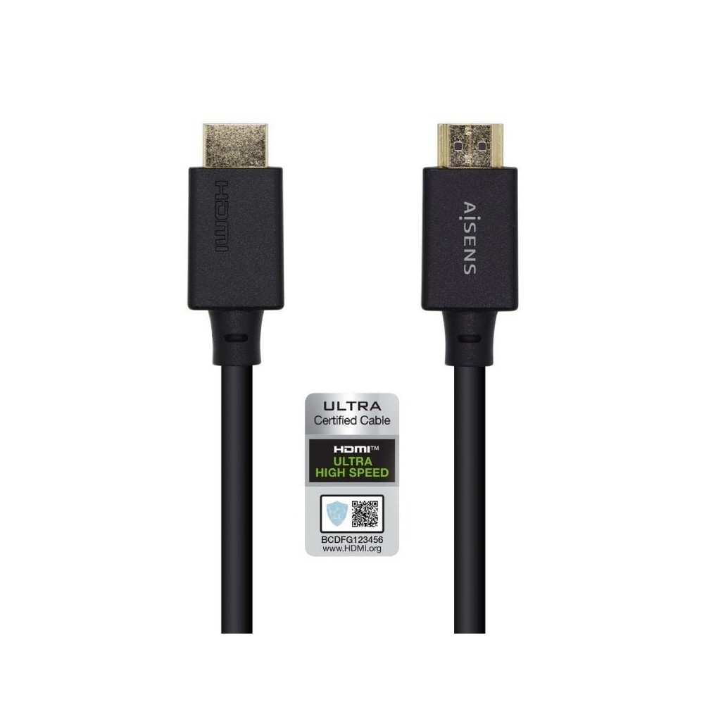 Cable HDMI 2.1 8K Aisens A150-0423/ HDMI Macho - HDMI Macho/ 2m/ Certificado/ Negro