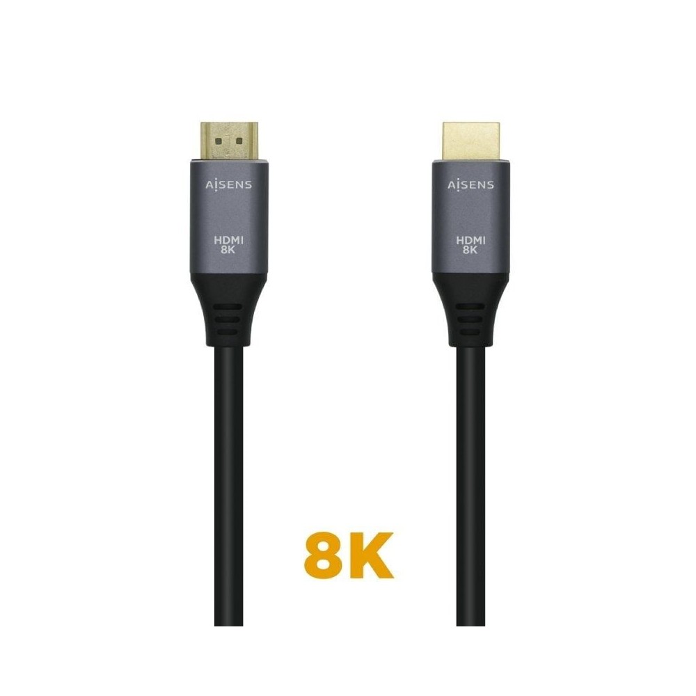 Cable HDMI 2.1 8K Aisens A150-0428/ HDMI Macho - HDMI Macho/ 2m/ Gris Negro