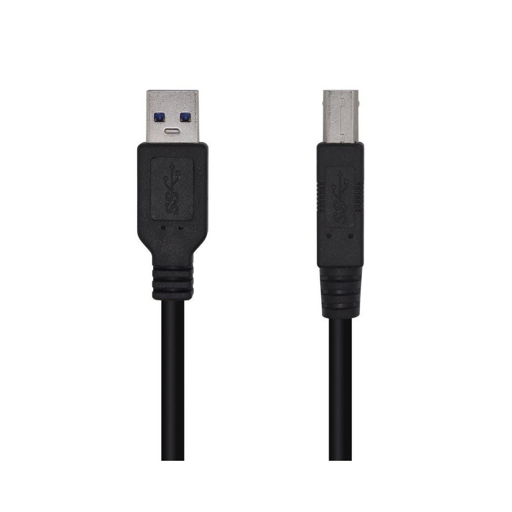 Cable USB 3.0 Impresora Aisens A105-0445/ USB Tipo-B Macho - USB Macho/ 5Gbps/ 3m/ Negro