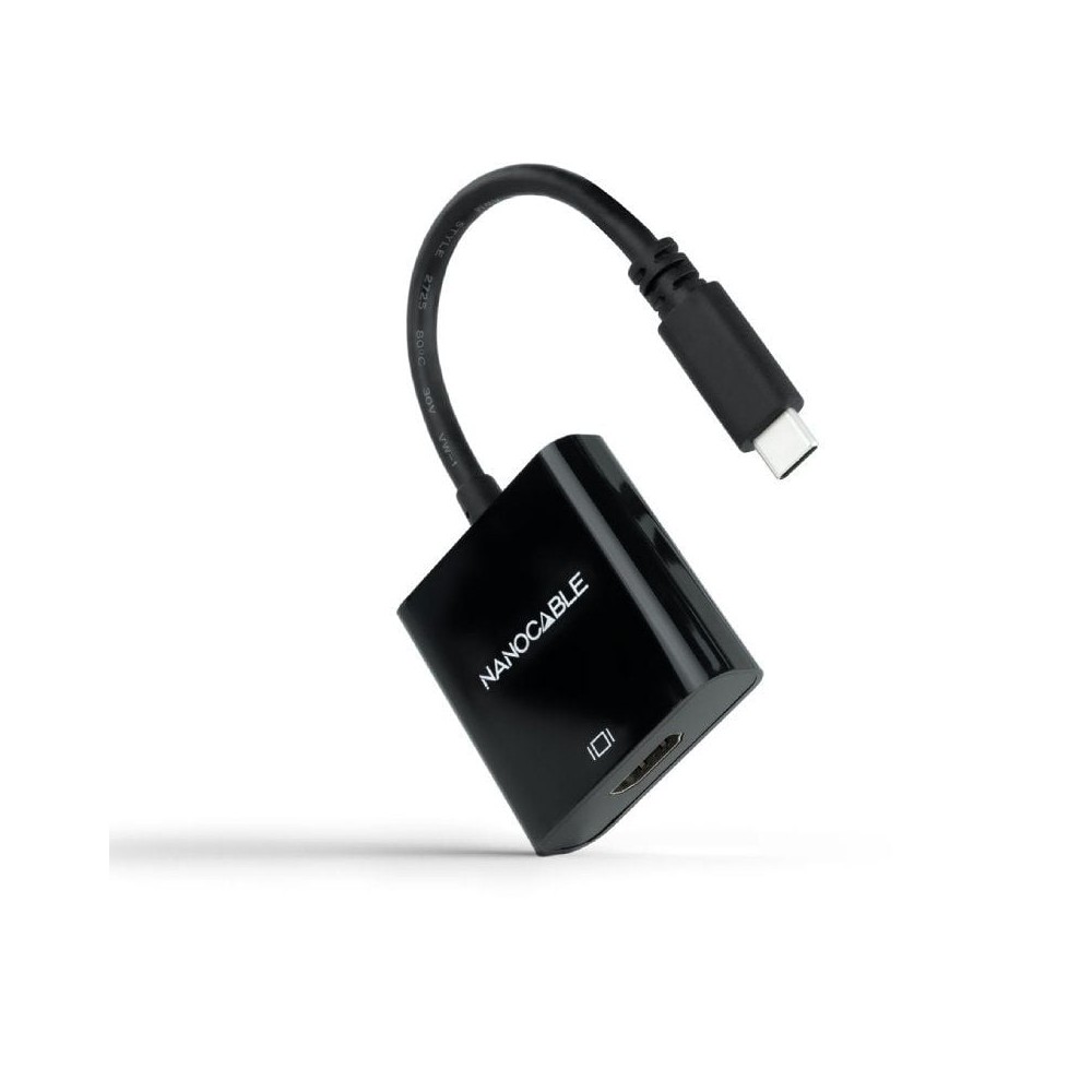 Conversor Nanocable 10.16.4102-BK/ USB Tipo-C Macho - HDMI Hembra/ 15cm/ Negro | NANO CABLE