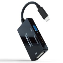 Conversor Nanocable 10.16.4301-ALL/ USB Tipo-C Macho - HDMI Hembra - DVI-I Hembra - VGA Hembra/ 20cm/ Negro | NANO CABLE