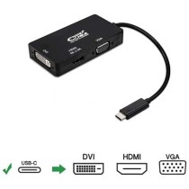 Conversor Nanocable 10.16.4301-BK/ USB Tipo-C Macho - VGA Hembra/ DVI Hembra/ HDMI Hembra/ 10cm/ Negro | NANO CABLE
