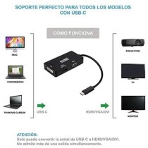 Conversor Nanocable 10.16.4301-BK/ USB Tipo-C Macho - VGA Hembra/ DVI Hembra/ HDMI Hembra/ 10cm/ Negro | NANO CABLE