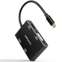 Conversor Nanocable 10.16.4307/ USB Tipo-C Macho - VGA Hembra/ DVI Hembra/ HDMI Hembra/ DisplayPort Hembra/ 10cm/ Negro | NANO C