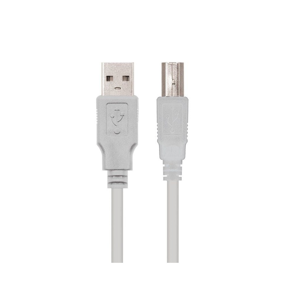 Cable USB 2.0 Impresora Nanocable 10.01.0102/ USB Tipo-B Macho - USB Macho / 480Mbps/ 1m/ Beige | NANO CABLE