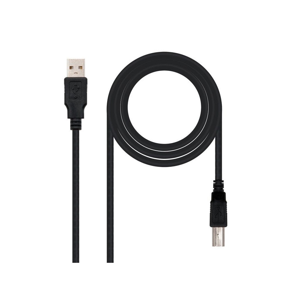 Cable USB 2.0 Impresora Nanocable 10.01.0103-BK/ USB Tipo-B Macho - USB Macho/ 1.8m/ Negro | NANO CABLE