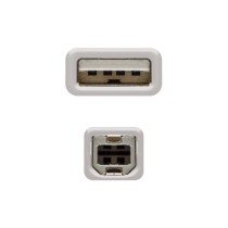 Cable USB 2.0 Impresora Nanocable 10.01.0104/ USB Tipo-B Macho - USB Macho/ 3m/ Beige | NANO CABLE