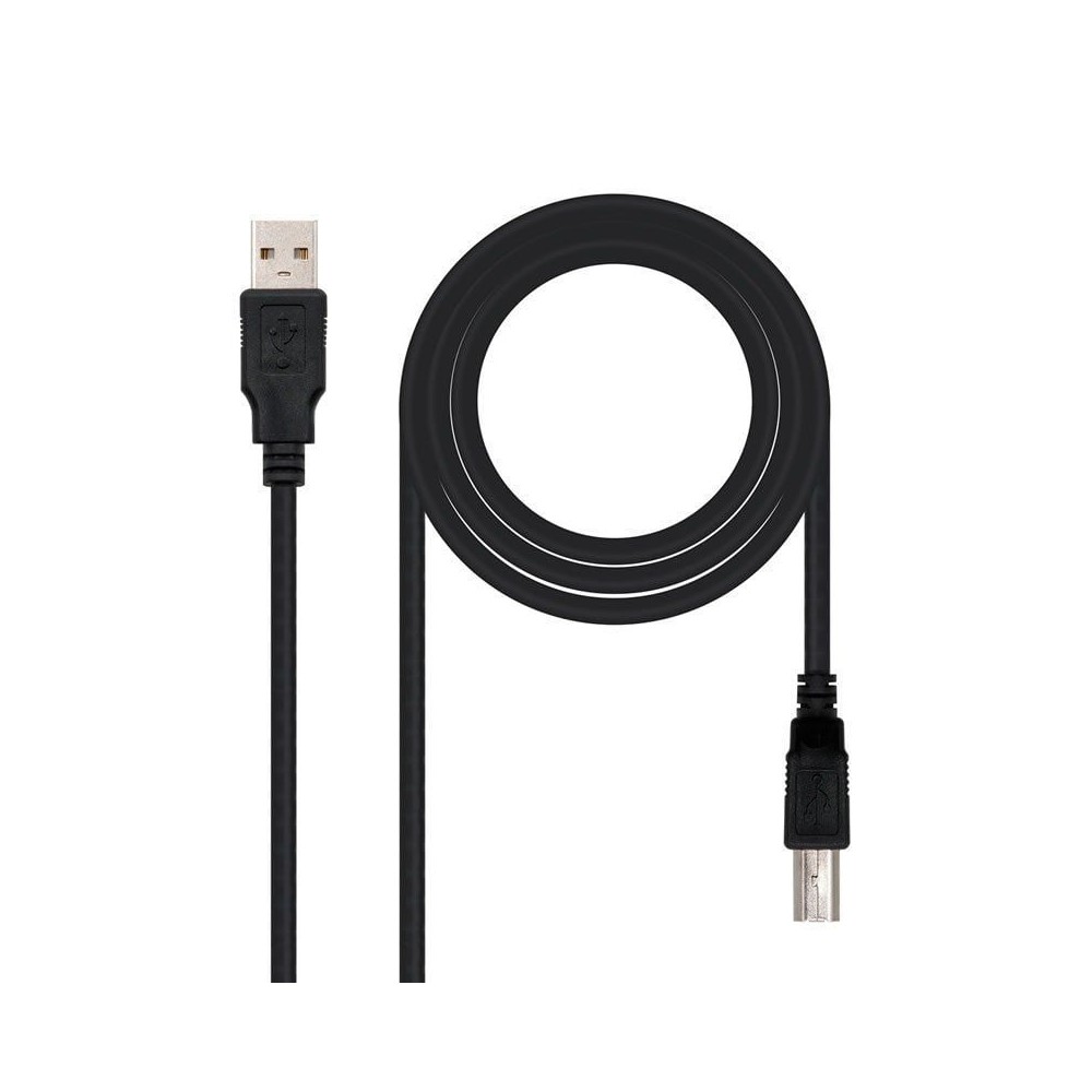 Cable USB 2.0 Impresora Nanocable 10.01.0104-BK/ USB Tipo-B Macho - USB Macho/ 3m/ Negro | NANO CABLE