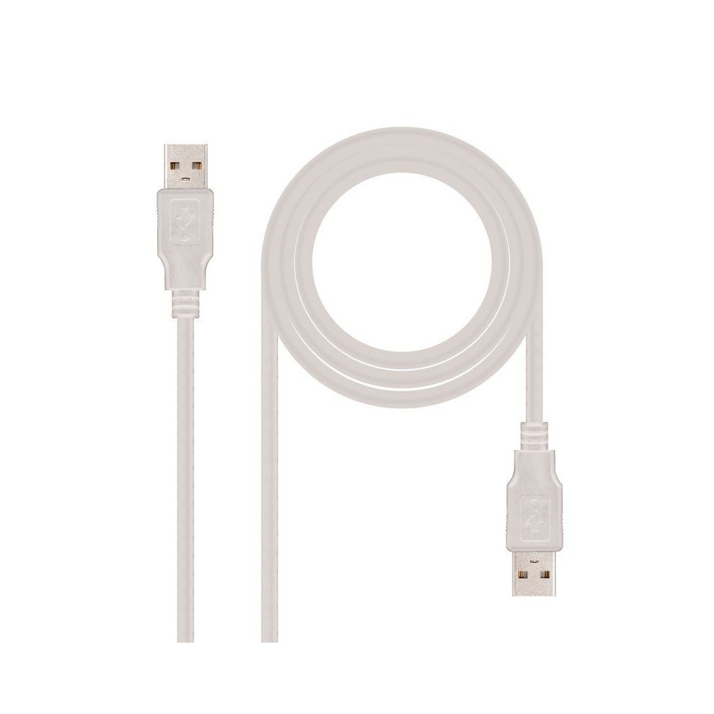 Cable USB 2.0 Nanocable 10.01.0302/ USB Macho - USB Macho/ 1m/ Beige | NANO CABLE