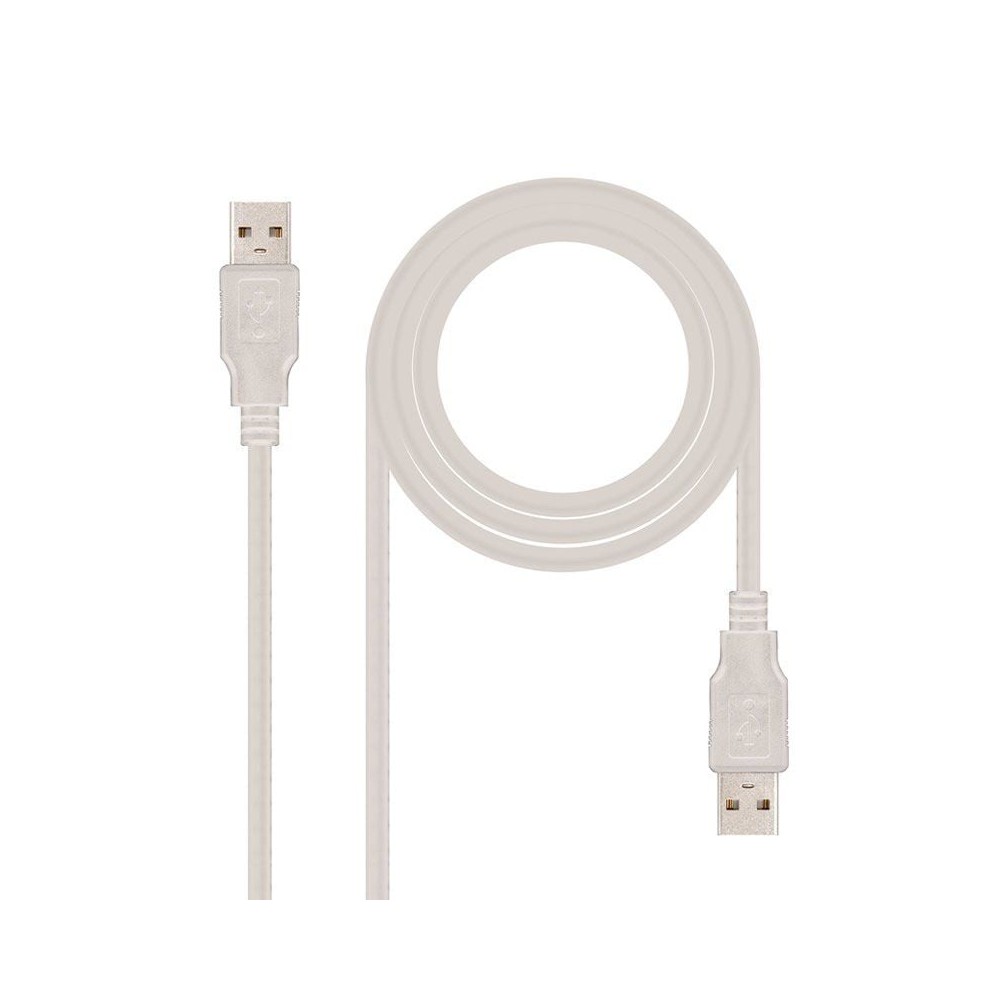 Cable USB 2.0 Nanocable 10.01.0304/ USB Macho - USB Macho/ 3m/ Beige | NANO CABLE