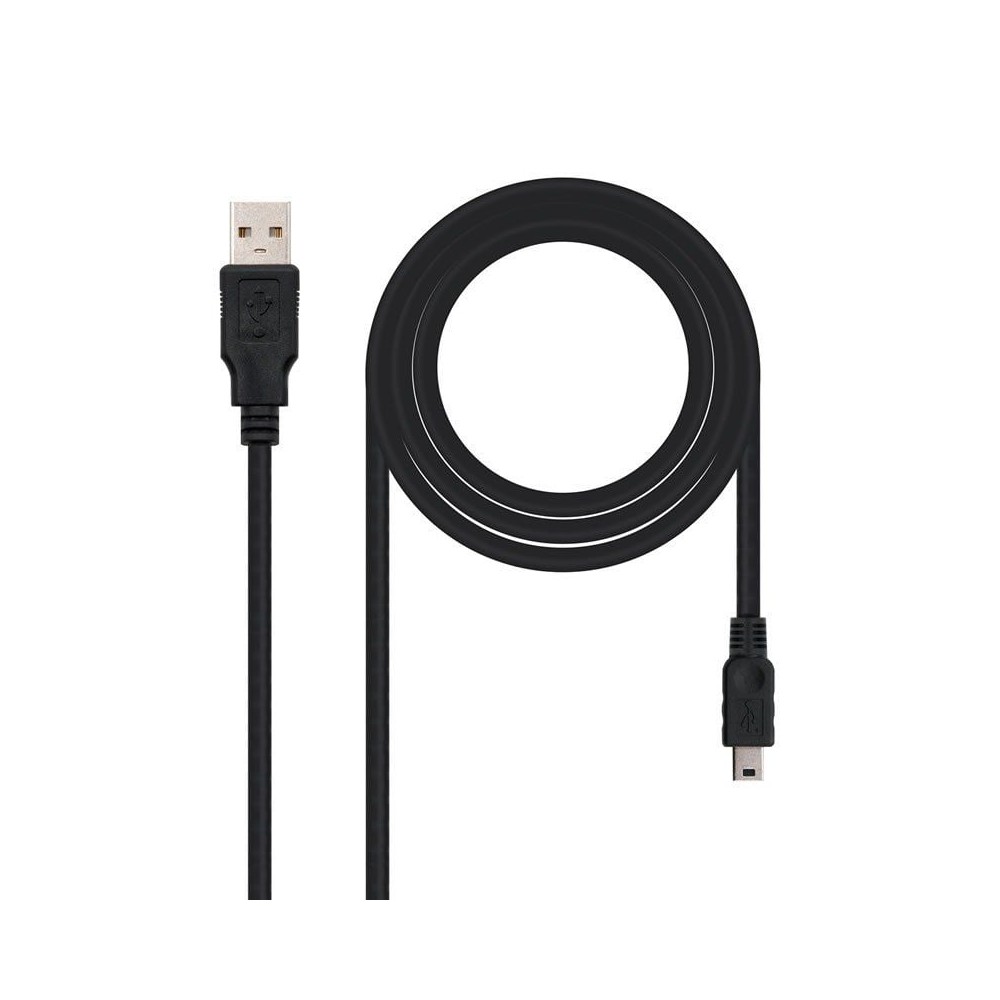 Cable USB 2.0 Nanocable 10.01.0401/ USB Macho - MiniUSB Macho/ 1m/ Negro | NANO CABLE