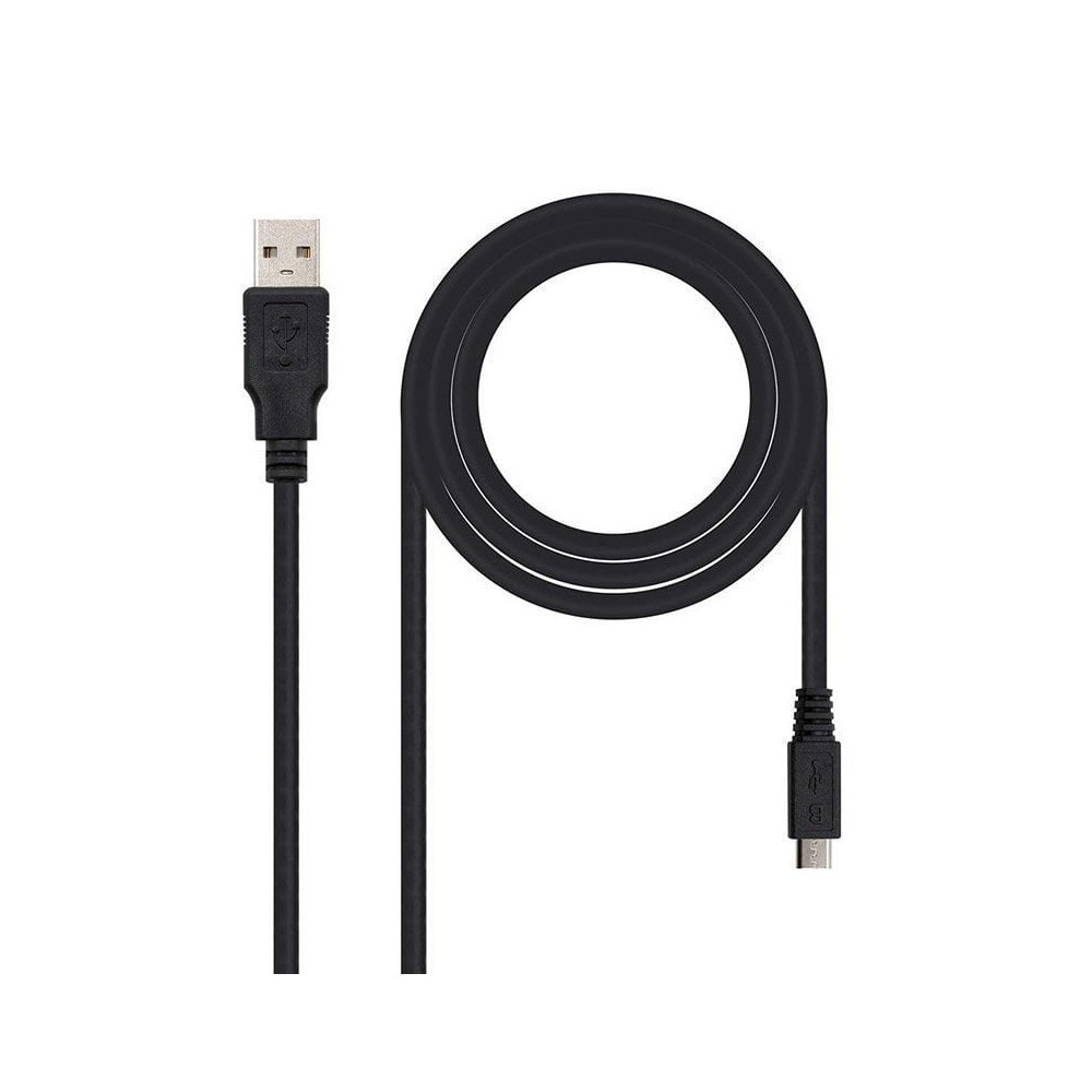 Cable USB 2.0 Nanocable 10.01.0501/ USB Macho - MicroUSB Macho/ 1.8m/ Negro | NANO CABLE