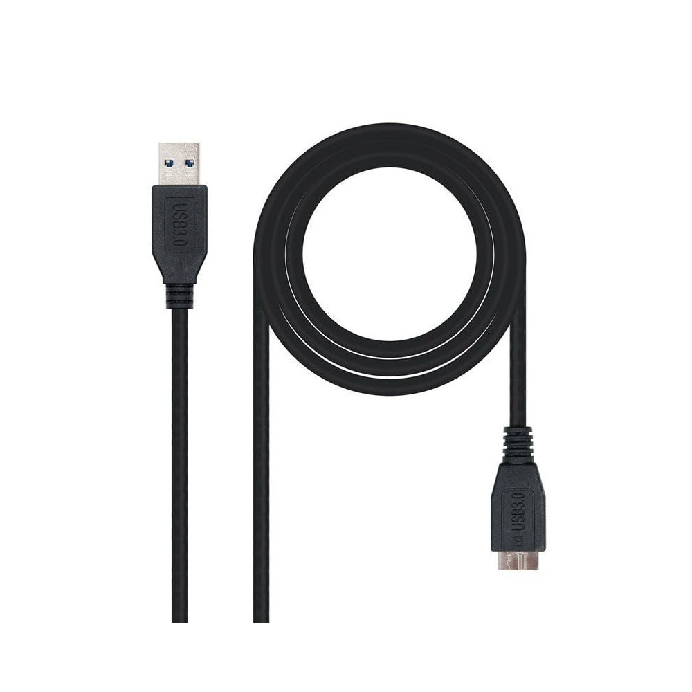 Cable USB 3.0 Nanocable 10.01.1101-BK/ USB Macho - MicroUSB Macho/ 1m/ Negro | NANO CABLE