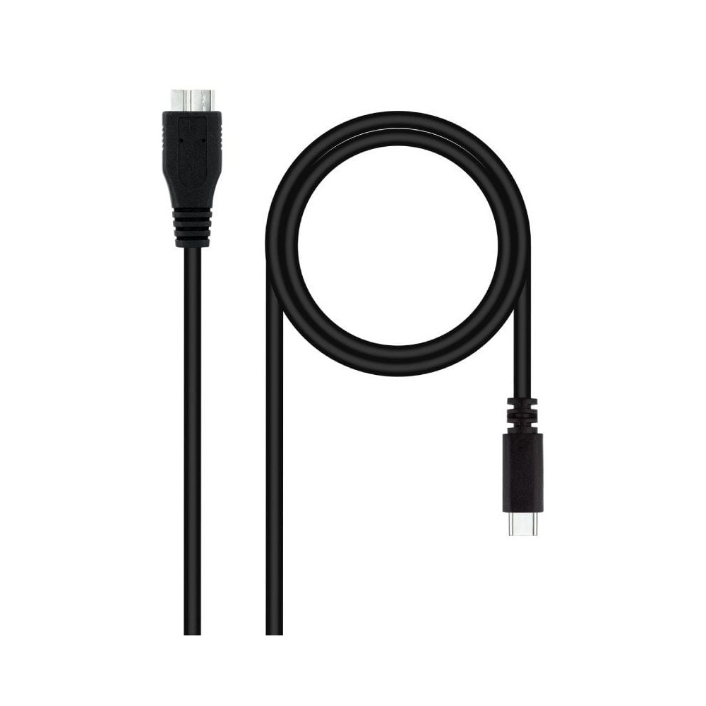 Cable USB 3.0 Tipo-C Nanocable 10.01.1201-BK/ USB Tipo-C Macho - MicroUSB Macho/ 5Gbps/ 1m/ Negro | NANO CABLE