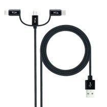 Cable USB 2.0 Nanocable 10.01.3200/ Lightning Macho - Micro USB Macho/ USB Tipo-C Macho/ 480Mbps/ 1m/ Negro | NANO CABLE