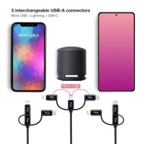 Cable USB 2.0 Nanocable 10.01.3200/ Lightning Macho - Micro USB Macho/ USB Tipo-C Macho/ 480Mbps/ 1m/ Negro | NANO CABLE