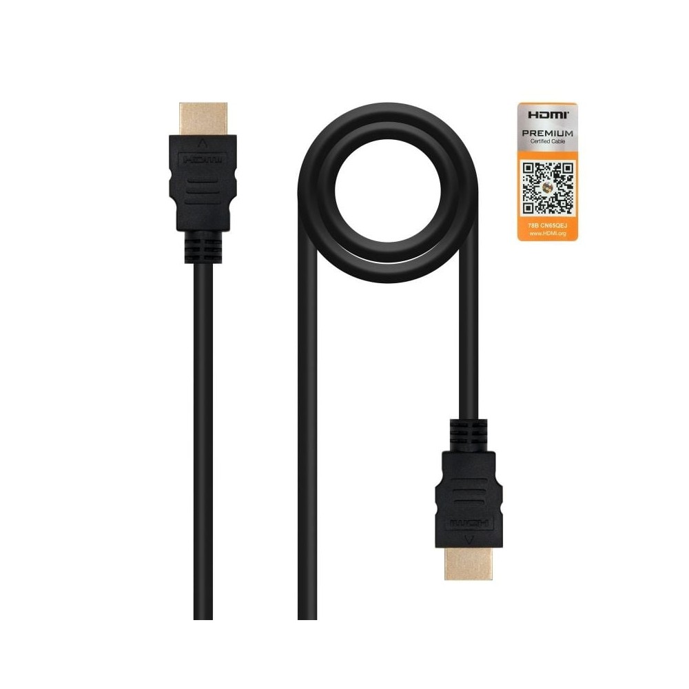 Cable HDMI 2.0 4K Nanocable 10.15.3603/ HDMI Macho - HDMI Macho/ 3m/ Certificado/ Negro | NANO CABLE