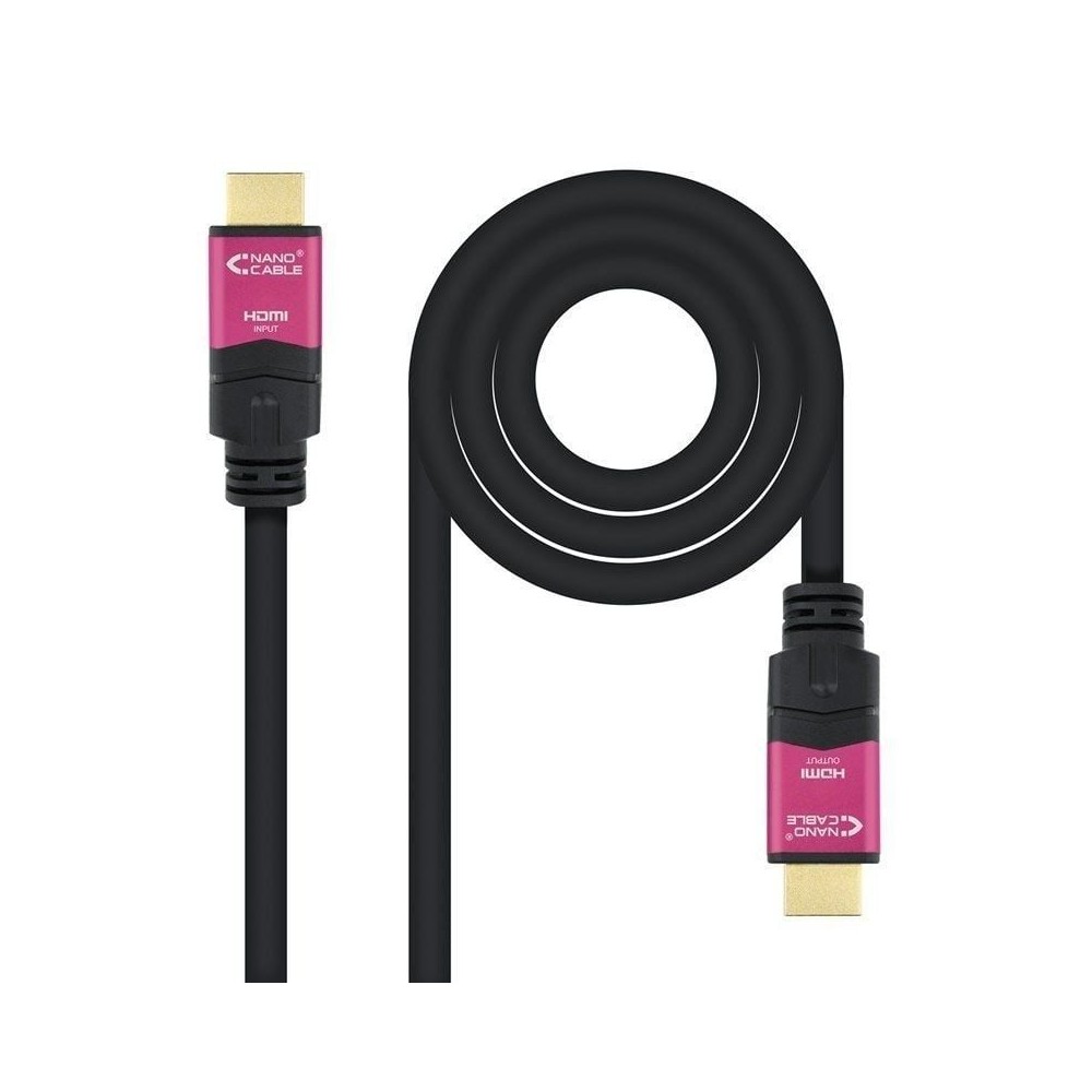 Cable HDMI 2.0 4K Nanocable 10.15.3725/ HDMI Macho - HDMI Macho/ 25m/ Negro | NANO CABLE